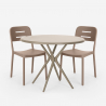 Set met 2 design stoelen en ronde beige tafel 80x80 cm van polypropyleen Ipsum Aanbod