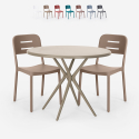 Set 2 stoelen polypropyleen design ronde tafel 80x80cm beige Ipsum Aanbieding