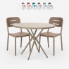 Set met 2 design stoelen en ronde beige tafel 80x80 cm van polypropyleen Ipsum Aanbieding