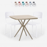 Set met vierkante beige polypropyleen tafel 70x70 cm en 2 design stoelen Larum Karakteristieken