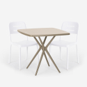 Set met vierkante beige polypropyleen tafel 70x70 cm en 2 design stoelen Larum Prijs