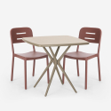 Vierkante beige polypropyleen tafel set 70x70cm 2 stoelen design Larum Aanbod