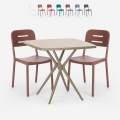 Vierkante beige polypropyleen tafel set 70x70cm 2 stoelen design Larum Aanbieding