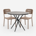 Set met ronde zwarte tafel 80x80 cm en 2 stoelen in modern design Ipsum Dark Model