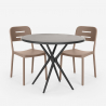 Set met ronde zwarte tafel 80x80 cm en 2 stoelen in modern design Ipsum Dark Model