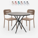 Ronde zwarte tafel set 80x80cm 2 stoelen modern design Ipsum Dark Voorraad