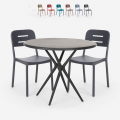 Ronde zwarte tafel set 80x80cm 2 stoelen modern design Ipsum Dark Aanbieding