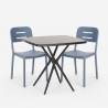 Set 2 stoelen modern design vierkante tafel 70x70cm zwart Larum Dark Aanbod