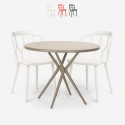 Set 2 stoelen polypropyleen design tafel 80x80cm rond beige Kento Verkoop