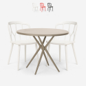 Set met 2 design stoelen en ronde beige tafel 80x80 cm van polypropyleen Kento Verkoop