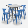 Set met hoge metalen tafel 60x60 cm en 4 barkrukken Bucket Prijs