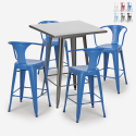 Set met hoge metalen tafel 60x60 cm en 4 barkrukken Bucket Aanbod