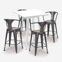 Set met hoge wit metalen tafel 60x60 cm en 4 barkrukken Bucket White Kortingen