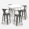 Set met hoge wit metalen tafel 60x60 cm en 4 barkrukken Bucket White Kortingen