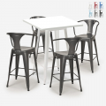 Set met hoge wit metalen tafel 60x60 cm en 4 barkrukken Bucket White Aanbieding