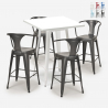Set met hoge wit metalen tafel 60x60 cm en 4 barkrukken Bucket White Aanbieding