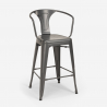 Set met hoge wit metalen tafel 60x60 cm en 4 barkrukken Bucket White Model
