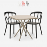Set 2 stoelen design polypropyleen vierkante tafel 70x70cm beige Saiku Verkoop