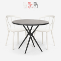Ronde zwarte tafel set 80x80cm 2 polypropyleen stoelen Kento Dark Verkoop