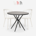 Set met ronde zwarte tafel 80x80 cm en 2 polypropyleen stoelen Kento Dark Verkoop