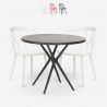 Set met ronde zwarte tafel 80x80 cm en 2 polypropyleen stoelen Kento Dark Verkoop