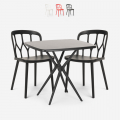 Set met vierkante zwarte tafel 70x70 cm en 2 design stoelen Saiku Dark Aanbieding