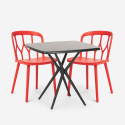 Set met vierkante zwarte tafel 70x70 cm en 2 design stoelen Saiku Dark Voorraad