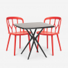Set met vierkante zwarte tafel 70x70 cm en 2 design stoelen Saiku Dark Voorraad