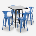 Set met hoge zwarte metalen tafel 60x60 cm en 4 barkrukken Bucket Black Karakteristieken