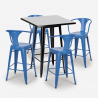 Set met hoge zwarte metalen tafel 60x60 cm en 4 barkrukken Bucket Black Karakteristieken