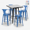 Set met hoge zwarte metalen tafel 60x60 cm en 4 barkrukken Bucket Black Aanbod
