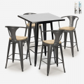 Set met hoge zwarte tafel 60x60 cm en 4 barkrukken Bucket Black Top Light Aanbieding