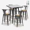 Set met hoge zwarte tafel 60x60 cm en 4 barkrukken Bucket Black Top Light Aanbieding