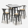 Set met hoge zwarte tafel 60x60 cm en 4 barkrukken Bucket Black Top Light Catalogus