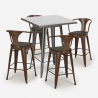 Set met hoge zwarte metalen tafel 60x60 cm en 4 barkrukken Bucket Wood Kosten