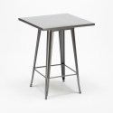 Set met hoge zwarte metalen tafel 60x60 cm en 4 barkrukken Bucket Wood 