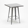 Set met hoge zwarte metalen tafel 60x60 cm en 4 barkrukken Bucket Wood 