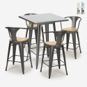 Set met hoge metalen tafel 60x60 cm en 4 barkrukken Bucket Top Light Korting