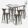 Set met hoge metalen tafel 60x60 cm en 4 barkrukken Bucket Top Light Korting
