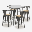 Set met hoge metalen tafel 60x60 cm en 4 barkrukken Bucket Top Light Keuze