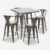 Set met hoge metalen tafel 60x60 cm en 4 barkrukken Bucket Top Light Keuze