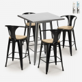 Set met hoge metalen tafel 60x60 cm en 4 barkrukken Bucket Top Light Aanbieding