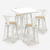 Set met hoge witte metalen tafel 60x60 cm en 4 barkrukken Bucket White Top Light Keuze