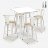 Set met hoge witte metalen tafel 60x60 cm en 4 barkrukken Bucket White Top Light Aanbod