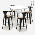 Set met hoge witte metalen tafel 60x60 cm en 4 barkrukken Bucket White Top Light Aanbieding