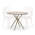 Set 2 stoelen modern design ronde tafel beige 80x80cm outdoor Bardus Catalogus