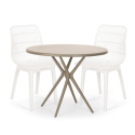 Set met 2 modern design stoelen en ronde beige tafel 80x80 cm Bardus Catalogus
