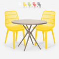 Set 2 stoelen modern design ronde tafel beige 80x80cm outdoor Bardus Aanbieding