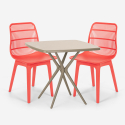 Set 2 stoelen polypropyleen vierkante tafel beige 70x70cm design Cevis Aanbod