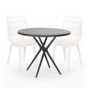 Set met 2 modern design stoelen en ronde zwarte tafel 80x80 cm Bardus Dark Catalogus